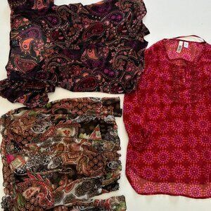 3 fairy Y2K vintage tops Boho  Fire Los Angeles Route 66 Sunny Leigh Floral Geo